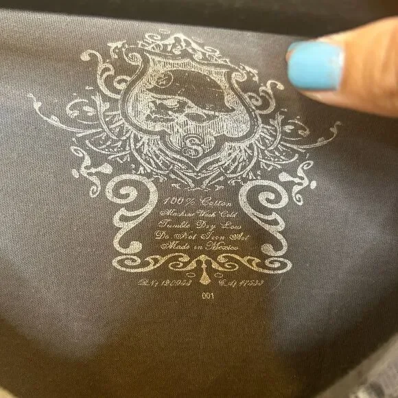 Grunge METAL MULISHA Shirt Womens Small Gray Purple Skull Y2K Goth Distressed 90 - Picture 5 of 7